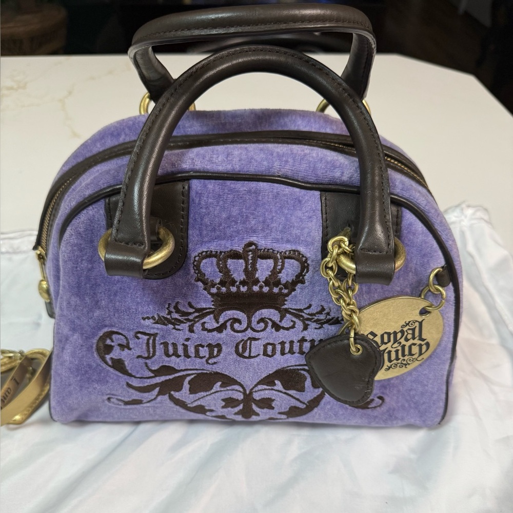 Vintage Juicy Couture Royal Juicy Bowler Purple Bag Purse Y2K